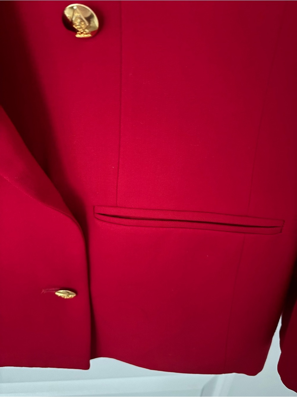 Vintage Cherry Red Austin Reed wool double-breasted blazer gold-tone buttons 8 - Picture 5 of 11
